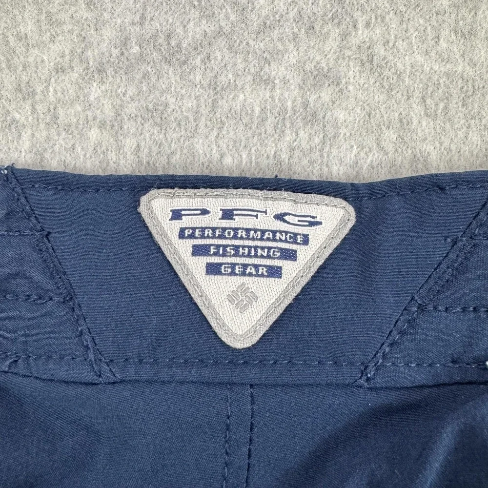Columbia PFG Pants Mens Medium Blue Fishing Lined Stretch Zip Pocket Outdoor